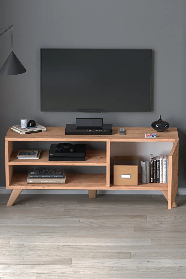 TV Sehpası Kapaklı Tv Sehpası Raflı TV Ünitesi Televizyon Sehpası 100 x 35 Cm 